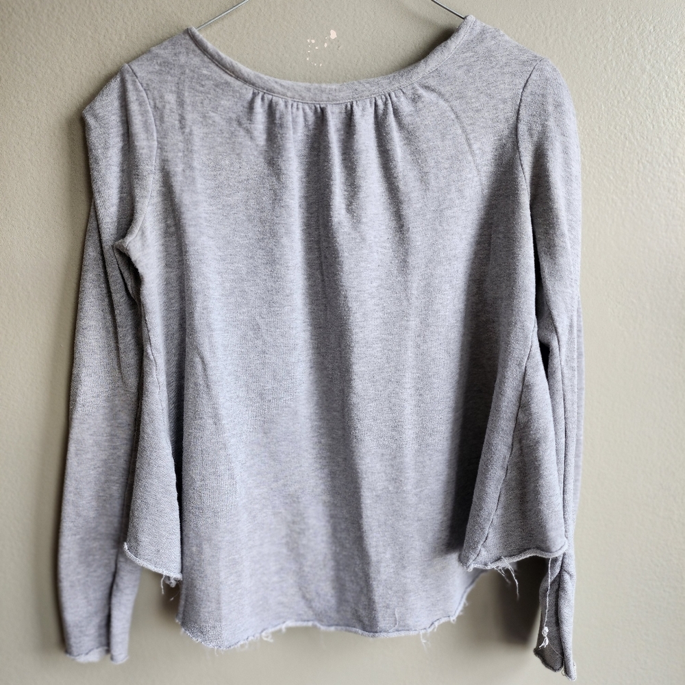 Womens Grey crew neck Sweater with pleated shoulder. Wink size S
